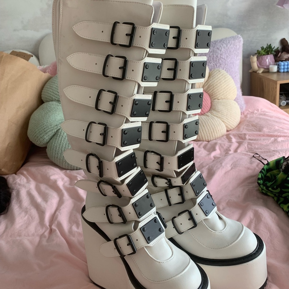 Demonia Black Buckle Platform Boots
